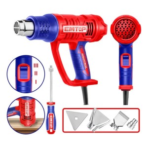 Pistola De Calor 2000w Con Accesorios Emtop Color Rojo