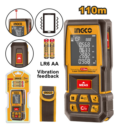Medidor De Distancia Laser 110mts C/estuche Ingco Hldd10089 - Imagen 2