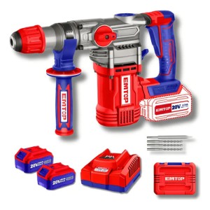 Rotomartillo Sds Plus 4.5 Joules + 2 Baterias 4ah Emtop