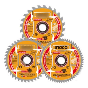 Set X3 Discos 6 1/2 165mm 24t/40t/60t Ingco - Tsb16503 Color Amarillo