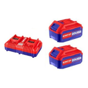 Combo 20v 2 Bat. 5ah + Cargador Doble Elbcpk2425 Emtop