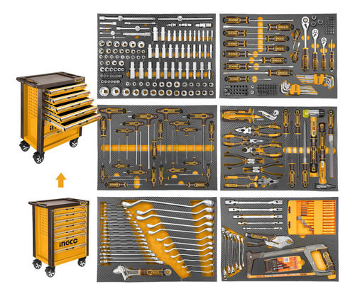 Set 356 Herramientas + Gabinete Metalico Ingco Htcs273561