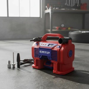 Mini Compresor Portátil Inalámbrico Emtop De 160 Psi Rojo