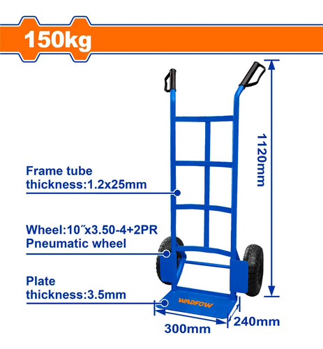 Carro De Carga 150kg Neumaticas Wwb2121 Wadfow - L N F - Imagen 2