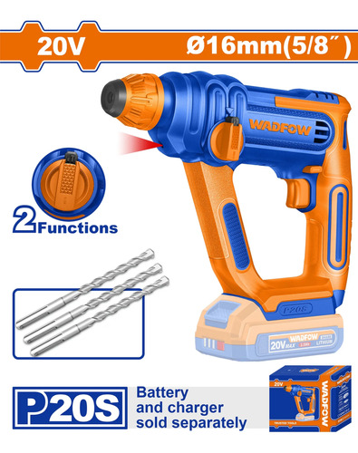 Rotomartillo A Bateria 20v 16mm Sds Plus 1.5j Wadfow Wlm1516 - Imagen 2