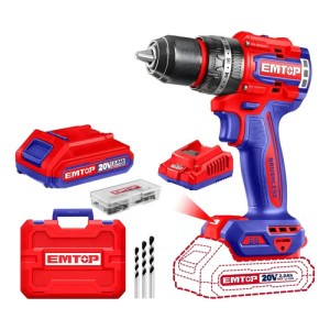 Taladro Percutor 13mm Atornillador 2 Bat. Brushless Emtop